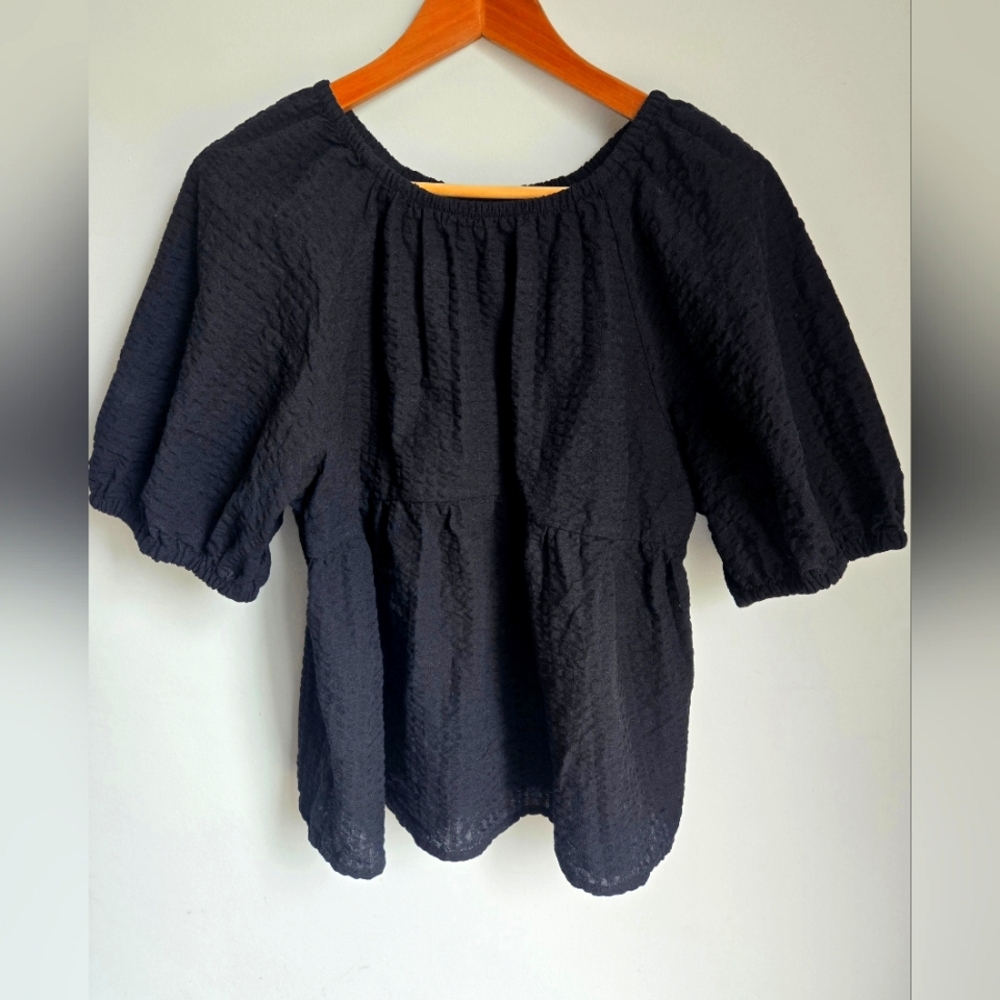 OLD NAVY Black Textured Cotton Blend Top